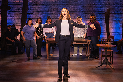 Addison Garner as Beverley Bass and the touring Cast of COME FROM AWAY 2023_420x280
