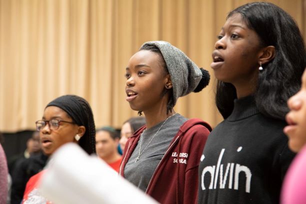 Philadelphia teenagers rehearse at Temple University for performance in A Soulful Christmas