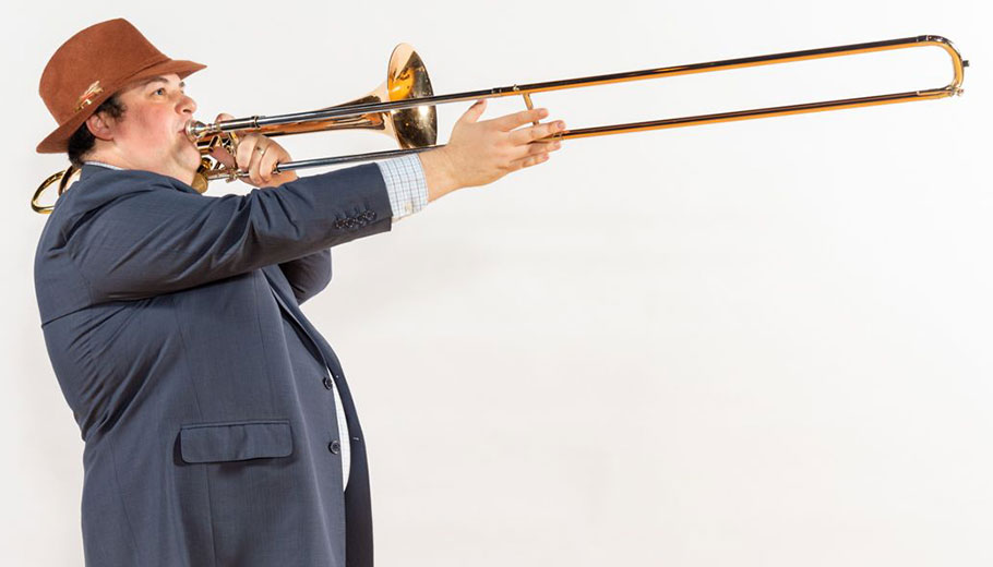 Dan Blacksberg Pictured Playing Trombone