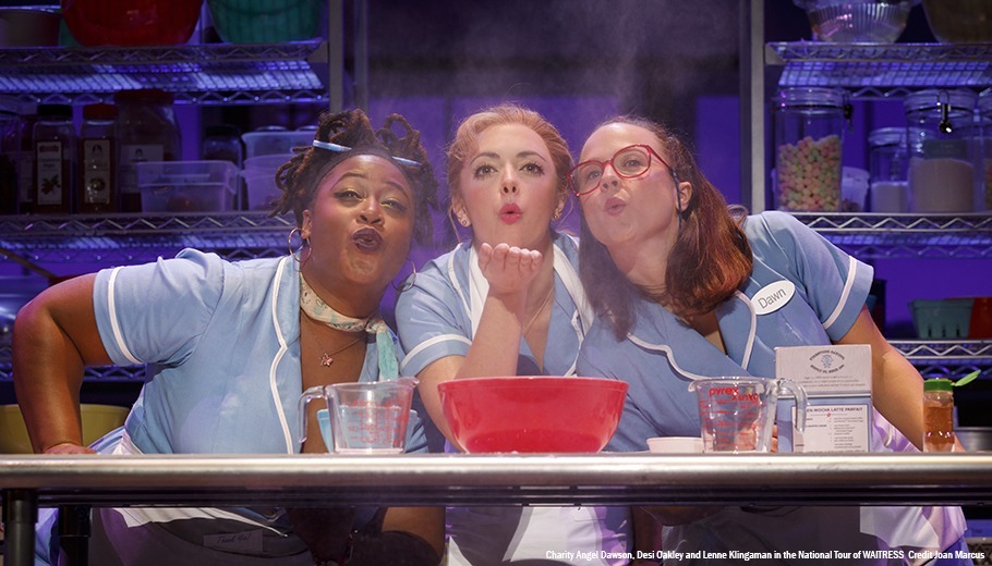 Charity Angel Dawson, Desi Oakley and Lenne Klingaman in the National Tour of WAITRESS  Credit Joan Marcus