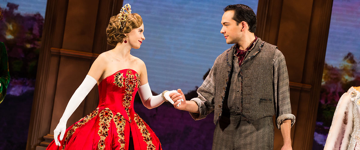Lila Coogan (Anya) and Stephen Brower (Dmitry) in the National Tour of ANASTASIA. © Photo by Evan Zimmerman, MurphyMade.