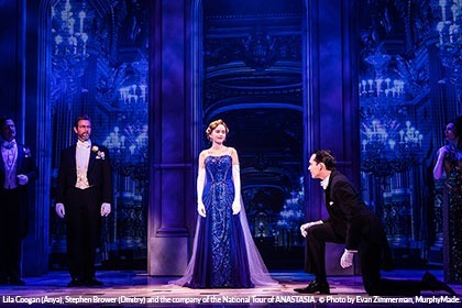Lila Coogan (Anya), Stephen Brower (Dmitry) and the company of the National Tour of ANASTASIA © Photo by Evan Zimmerman, MurphyMade