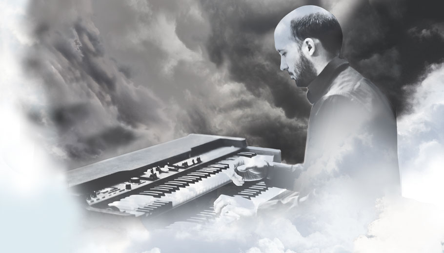 Graphic of Lucas Brown on piano