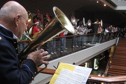 musician pictured playing a tuba
