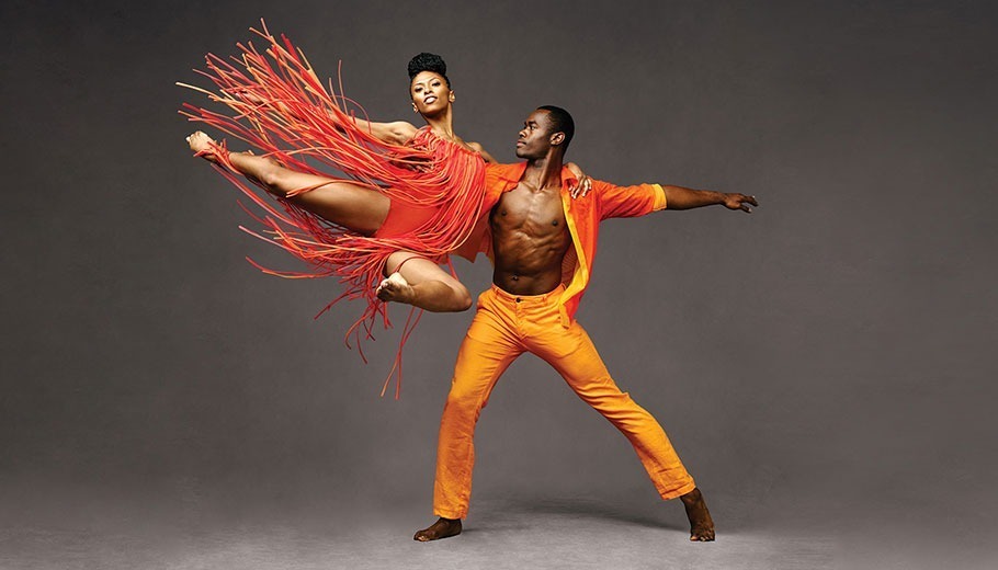 2 Dancers Actively Dancing and Posed from Alvin Ailey American Dance Theater