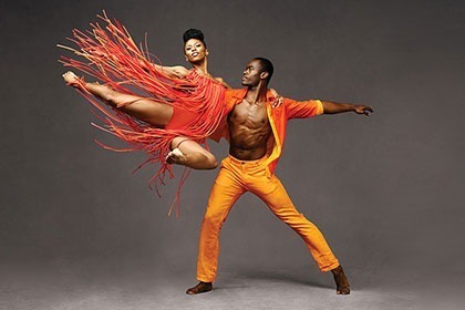 2 Dancers Actively Dancing and Posed from Alvin Ailey American Dance Theater