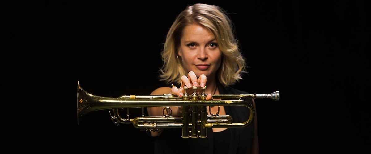 bria skonberg pictured with trumpet