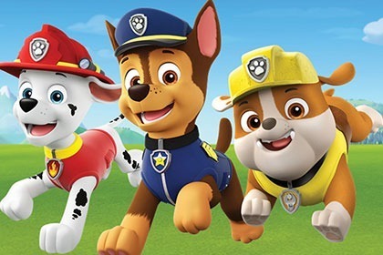 Graphic of three dogs from Paw Patrol