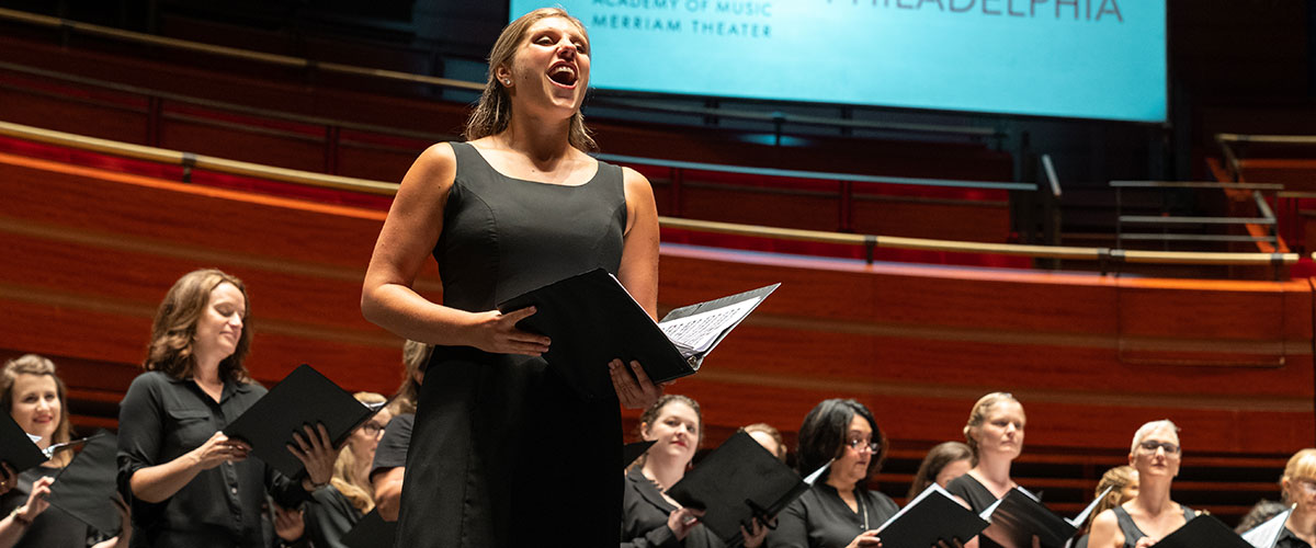A choir performs with Organ at the Kimmel Center