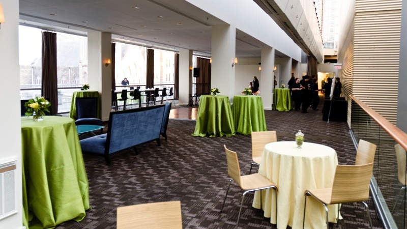 The Lounge is also used for more casual receptions, with standing tables and a few chairs.