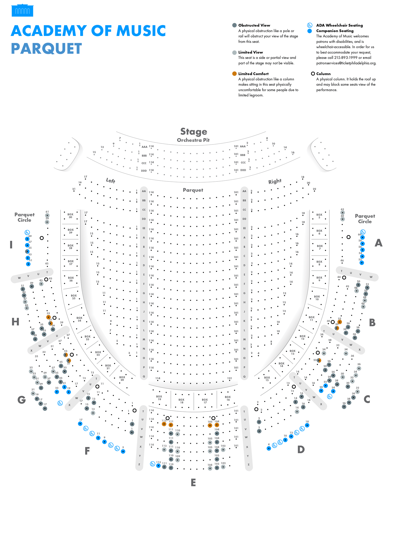Academy of Music Broadway Seating Charts - Kimmel Center